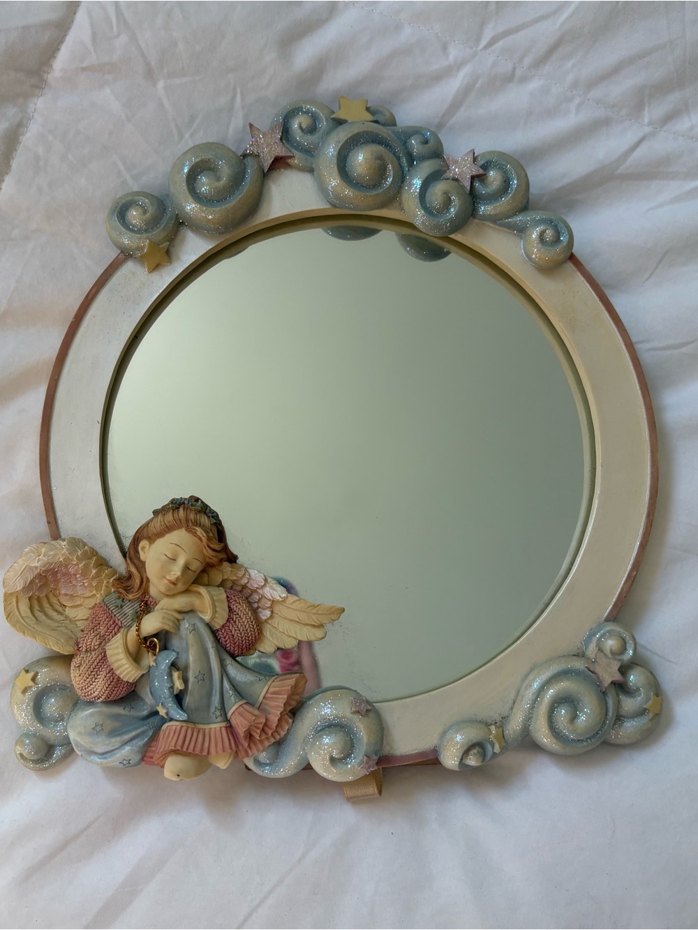 Angel Dream Antique Round Wall or Standing Mirror